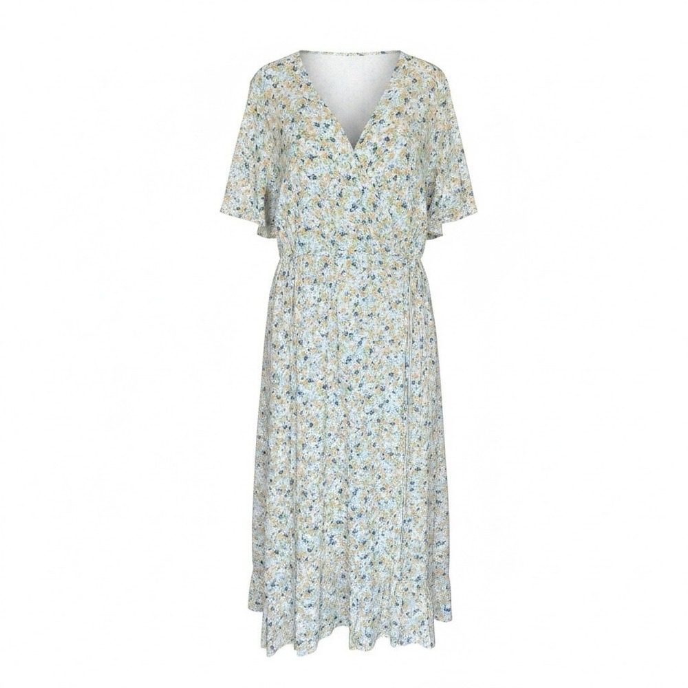 Torrid Women's 2 Floral Surplice Faux Wrap Maxi Rayon High Low Dress Lined